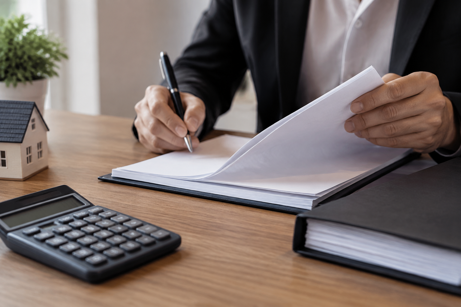 Conferência de contrato e documentos de locação.