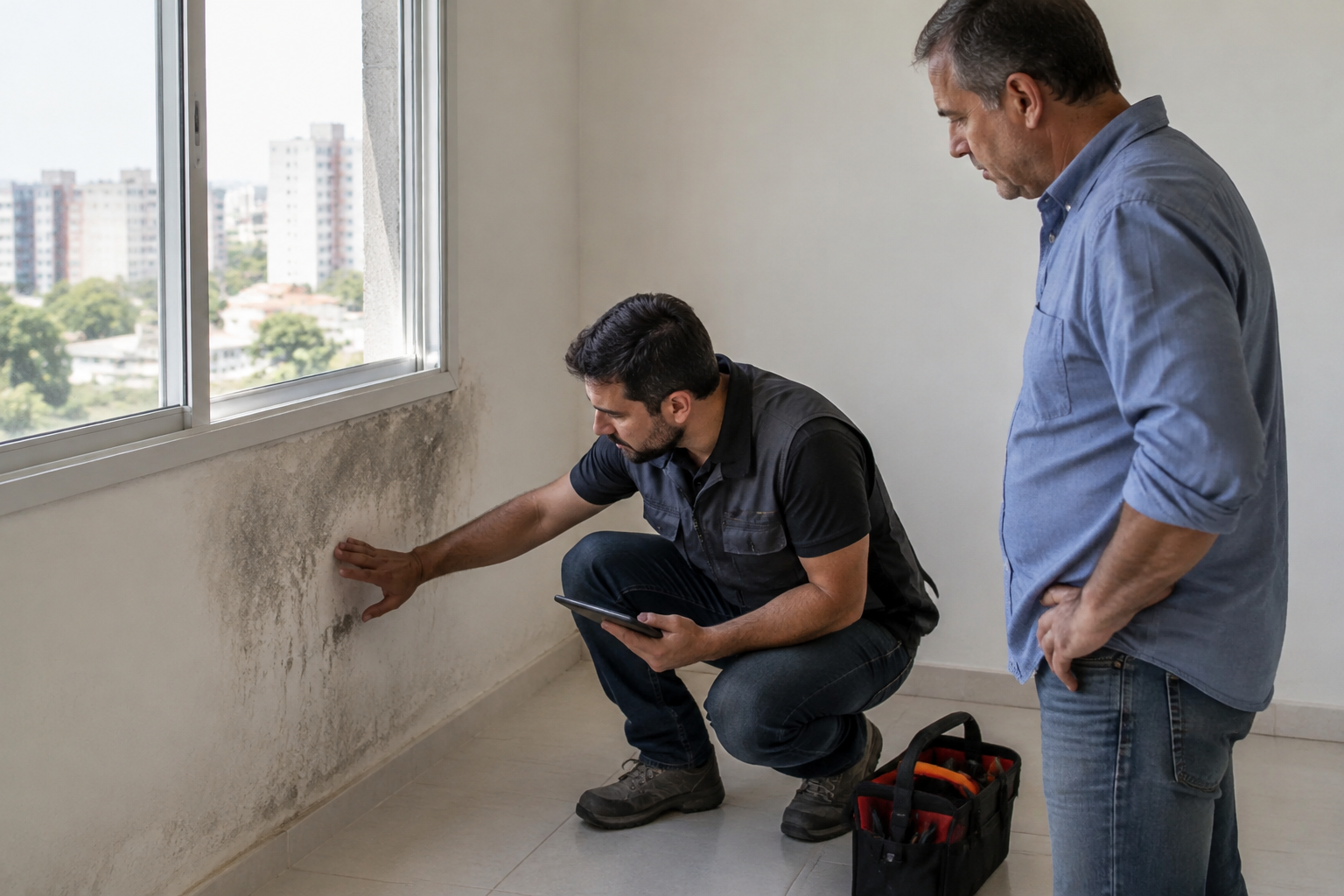 Vistoria de manutenção antes de disponibilizar um imóvel para locação.